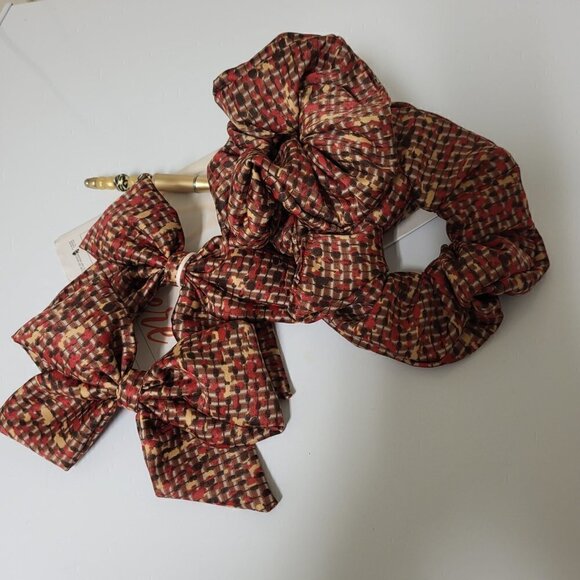 Colorful patterned scrunchie with matching pigtail bow,scrunchies and hairclips - Picture 4 of 8